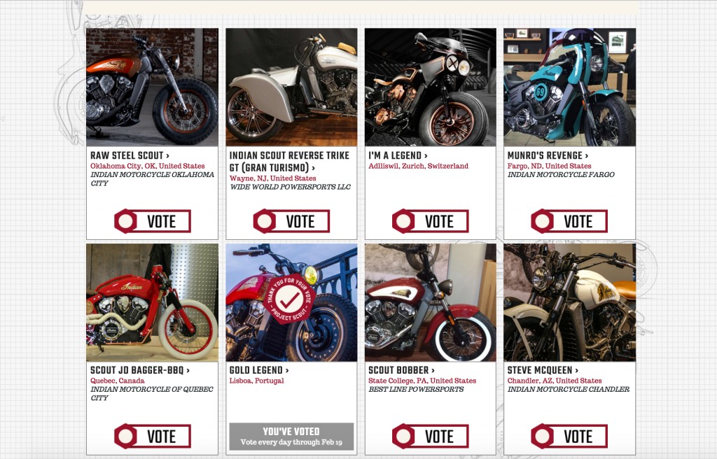Vote for your favourite Project Scout | Indian Motorcycle Media EMEA